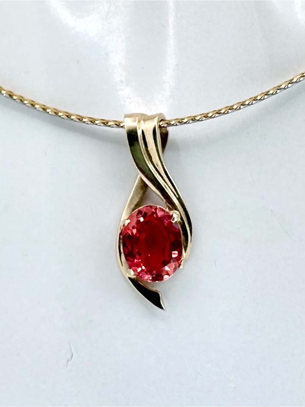 Large 10k Gold Orange Sapphire Slide Pendant